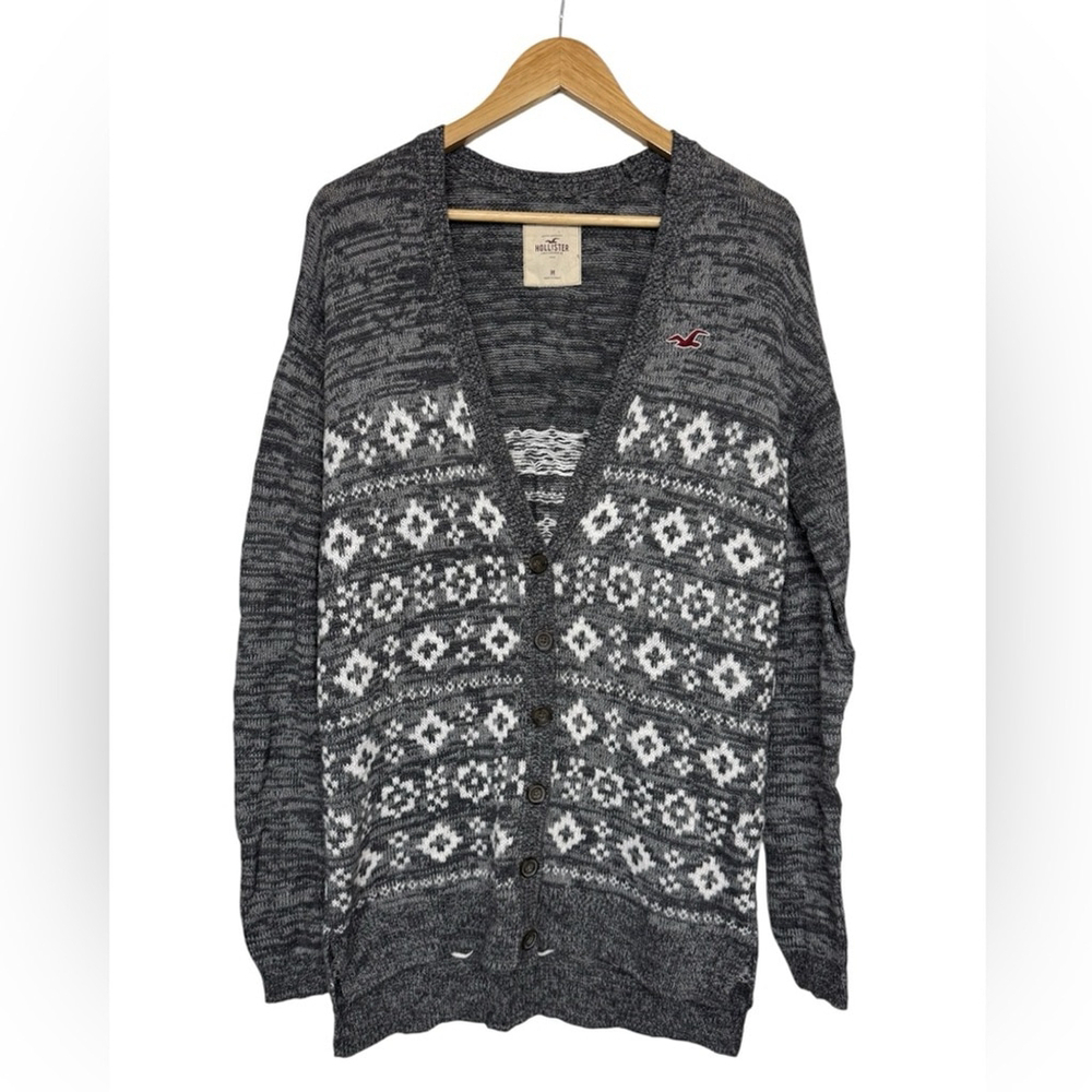 Hollister Fair Isle Button Front Long Cardigan - Size M